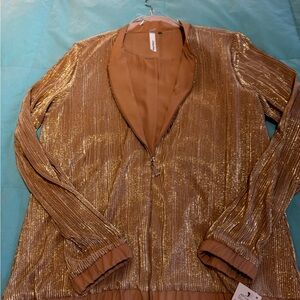 NY Collection Gold Metallic Jacket